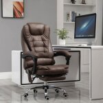 Fauteuil direction massant chauffant hauteur réglable dossier inclinable en microfibre marron Fauteuil direction massant chauffant hauteur réglable dossier inclinable en microfibre marron