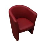 Dmora - fauteuil ago 64x63xh76 cm rouge panneau effet bois similcuir et mousse de polyur�thane