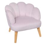 Fauteuil enfant coquillage en tissu coloris violet et bois - longueur 44 x profondeur 43 x hauteur 46 ...