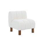 Fauteuil enfant pieds arrondis bois dh�v�a et bouclette blanche l 47 x p 56. 5 x h 52. 5cm - angel