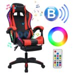 Fauteuil gamer ergonomique - coussin ttire - hauteur rglable - avec haut - parleurs compatibles bluetooth ...