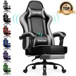 Fauteuil gaming ergonomique avec repose - pieds chaise gaming réglable 170° siège gaming en cuir gris ... Fauteuil gaming ergonomique avec repose - pieds chaise gaming réglable 170° siège gaming en cuir gris ...