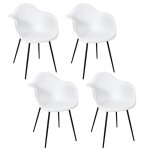 Lot de 4 fauteuils - home deco factory - gustav - confortables - blanc