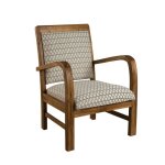 Fauteuil hexago bois teck tissu vert scandi - macabane - eris - beige - int�rieur - 1 place