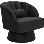 Fauteuil - hoerfuriy - scandinave - velours - 360� pivotant - 1 place - noir