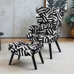Fauteuil homemiyn avec coussin et tabouret canap individuel pour salon lignes irrgulires.