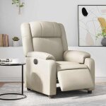 Fauteuil inclinable �lectrique - vidaxl - similicuir - cr�me - 77x95x99 cm - inclinaison 135� - poche ...