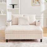 Fauteuil inclinable - autrement - o. ye lounger - velours c�tel� - beige - 1 place - led