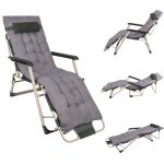 Fauteuil de jardin pliable inclinable avec rembourrage chaise longue transat avec repose pieds accoudoirs ...