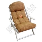 Fauteuil de jardin - relax - pliable - 3 positions - bois de sapin laqu blanc - coussin en polycoton ...