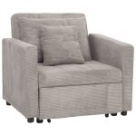 Fauteuil lit lit d appoint relaxation dossier reglable surface de couchage 197x100 cm tissu velours c�tele ...