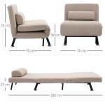 Fauteuil - lit fauteuil pliant avec fonction lit coussin de dossier fauteuil de relaxation pliable aspect ... Fauteuil - lit fauteuil pliant avec fonction lit coussin de dossier fauteuil de relaxation pliable aspect ...