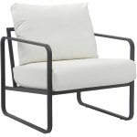 Fauteuil lounge - design rétro chic - pvc blanc - cadre métal noir - confort optimal - 1 place Fauteuil lounge - design rétro chic - pvc blanc - cadre métal noir - confort optimal - 1 place
