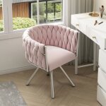 Fauteuil de maquillage 72x59x54 cm - velours - rose - 1 place