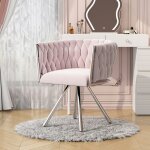Fauteuil de maquillage en veloursfauteuil pivotant simple de luxe pour chambre � coucher55x44x72cm rose ...