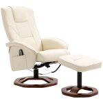 Fauteuil de massage relax avec repose - pieds pivotant  360 en cuir synthtique marron et structure ...