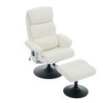 Fauteuil massant 5 points inclinable chauffant pivotant 360� avec repose - pieds tissu chenille blanc ...