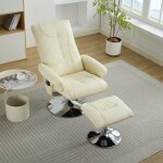 Fauteuil massant 5 points inclinable chauffant pivotant 360° tissu pu beige avec repose - pieds - relax ... Fauteuil massant 5 points inclinable chauffant pivotant 360° tissu pu beige avec repose - pieds - relax ...