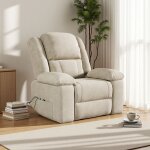 Fauteuil massant electrique chauffant 8 points - fauteuil releveur salon moderne en tissu cr�me doux ...