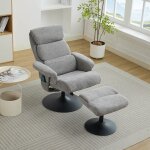 Fauteuil massant relax inclinable 5 points chauffage �lectrique pivotant 360� tissu chenille gris