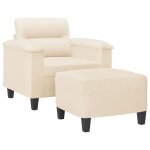 Fauteuil moderne avec repose - pied - vidaxl - beige - tissu microfibre - 90x77x80 cm - 60 cm largeur ...