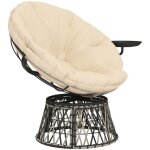 Fauteuil papasan outsunny en rotin pivotant � 360� avec coussin diam�tre 90 cm fauteuil dext�rieur rond ...