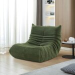 Fauteuil paresseux dossier inclinable pour salon coussin de sol pour lecture velours vert