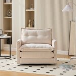 Fauteuil pivotant 360� canap� simple - accoudoirs confortable - assise durable stable - beige - r�laxation ...