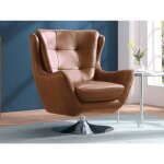 Fauteuil pivotant en cuir de buffle camel anaba