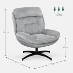 Fauteuil pivotant fauteuil lounge avec aspect chenille hydrofuge rembourr fauteuil relax avec accoudoir ...