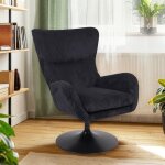 Fauteuil pivotant style bergère arthuro velours côtelé noir Fauteuil pivotant style bergère arthuro velours côtelé noir