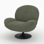 Fauteuil pivotant en tissu effet velours vert kaki - ricci - rendez - vous d�co