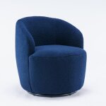Fauteuil pivotant en tissu teddy design rond bleu