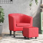 Fauteuil relax black monthcanap� - chaise / fauteuil avec repose - pied rouge similicuir - 70x56x68cm ...