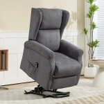 Fauteuil relax électrique aspect lin avec releveur poche latérale et télécommande - confort tv Fauteuil relax électrique aspect lin avec releveur poche latérale et télécommande - confort tv