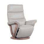 Fauteuil relax �lectrique pivotant bi - moteur en cuir / pvc couleur gris fonc� pied en bois. - holly ...