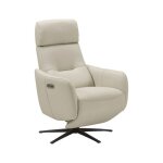 Fauteuil relax �lectrique pivotant avec t�ti�re manuelle tout cuir gris clair - reane