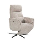 Fauteuil relax �lectrique pivotant tissu maill� ultra doux beige - lama