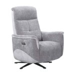 Fauteuil relax �lectrique pivotant tissu maill� ultra doux bicolore gris - austral