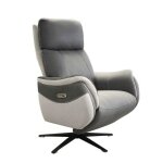 Fauteuil relax �lectrique pivotant tissu micro grain gris plomb et gris perle - sangy