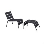 Fauteuil relax de jardin en m�tal avec repose pieds gris - baca