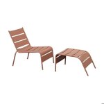 Fauteuil relax de jardin en m�tal avec repose pieds terracotta - baca