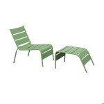 Fauteuil relax de jardin en m�tal avec repose pieds vert - baca