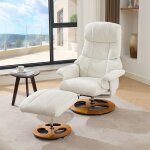 Fauteuil relax massage chauffant inclinable pivotant 360° tissu chenille blanc design Fauteuil relax massage chauffant inclinable pivotant 360° tissu chenille blanc design