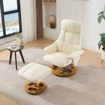 Fauteuil relax massage chauffant inclinable pivotant 360° tissu pu blanc contemporain Fauteuil relax massage chauffant inclinable pivotant 360° tissu pu blanc contemporain