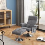 Fauteuil relax massant avec pouf fauteuil tv avec dossier inclinable si�ge pivotant � 360� 78 x 95 x ...
