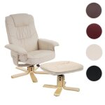 Fauteuil relax / de relaxation m56 avec pouf simili - cuir ~ cr�me