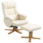 Fauteuil relax avec repose - pied - homcom - pivotant 360° - dossier inclinable - charge 120 kg - crème ... Fauteuil relax avec repose - pied - homcom - pivotant 360° - dossier inclinable - charge 120 kg - crème ...