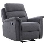 Fauteuil de relaxation 1 place en tissu gris lon - gris fonc - l87 x 94 x 100cm - loungitude