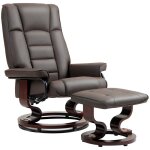 Fauteuil de relaxation inclinable homcom avec repose - pied pivotant cadre en bois revtement synthtique ...